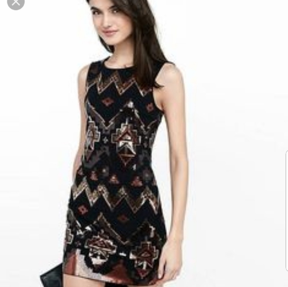 Aztec Sequin Mini Bodycon Dress Express